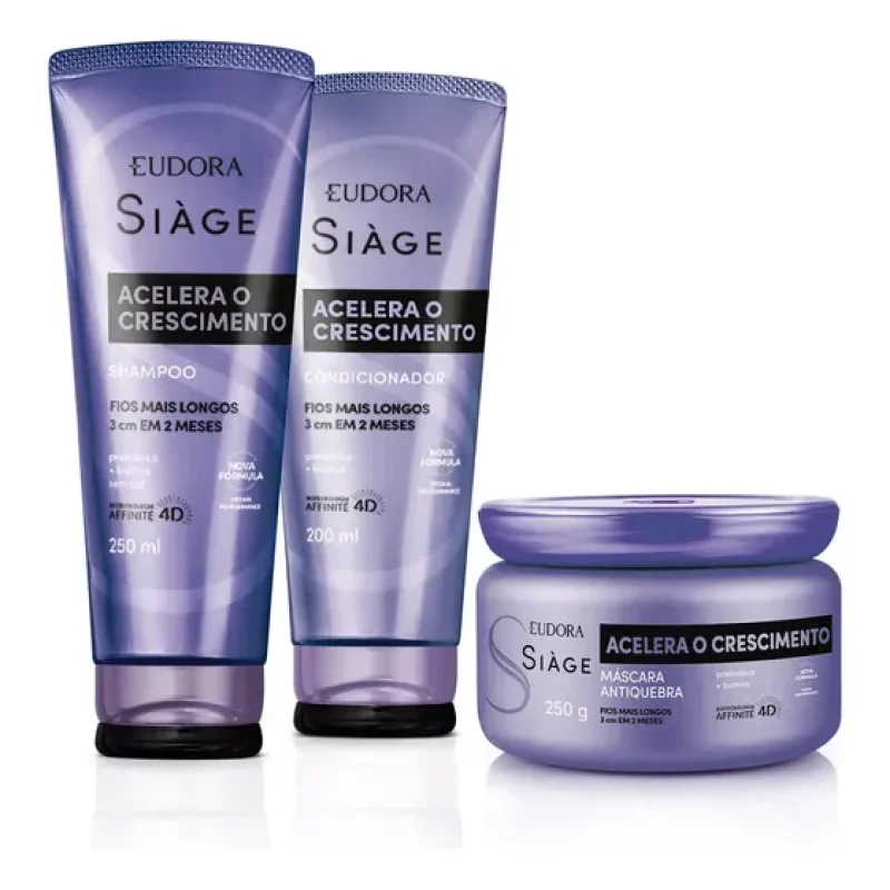 Kit Siàge Acelera o Crescimento: Shampoo 250ml + Máscara Capilar 250g + Condicionador 200ml
