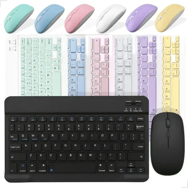 Kit Teclado Mouse Sem Fio Bluetooth Slim Notebook Tablet Pc