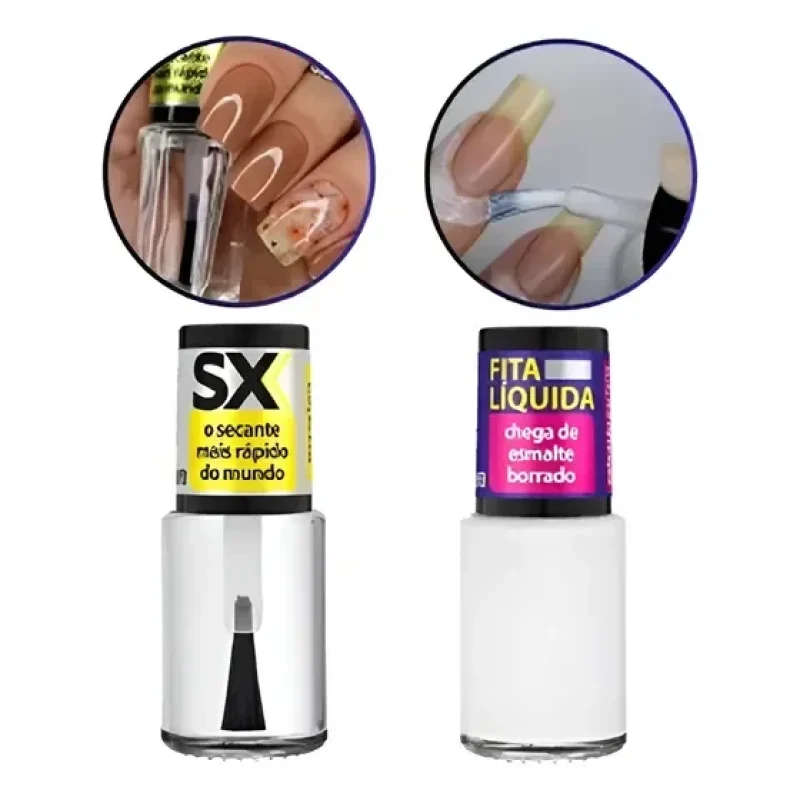 Kit Tratamento Unha Fita Líquida Anti Borrão + Óleo Secante