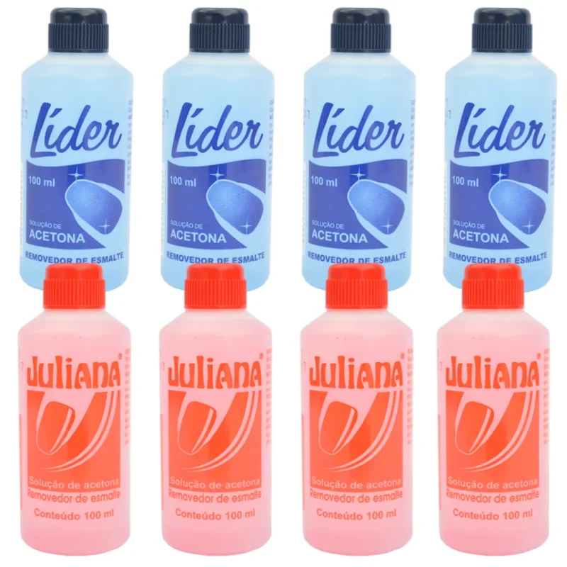 Kit com 4 - Acetona Removedor de esmalte Juliana/Líder 100 ml