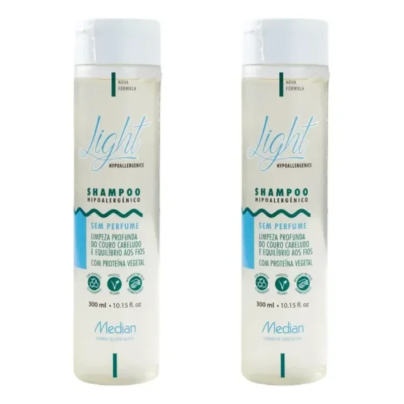 Kit2 Shampoo Limpeza Profunda Sem Perfume Light Median 300ml