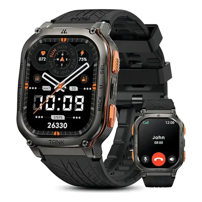 Kospet M3 Ultra Relogio Smartwatch Masculino,1.96"Amoled Relogio Esportivo Inteligente Gps,5atm& Ip69k Chamadas Bluetooth Monitor De Frequência Cardíaca/SPO2/Sono,60 Dias De Bateria,170 Modo Esportivo