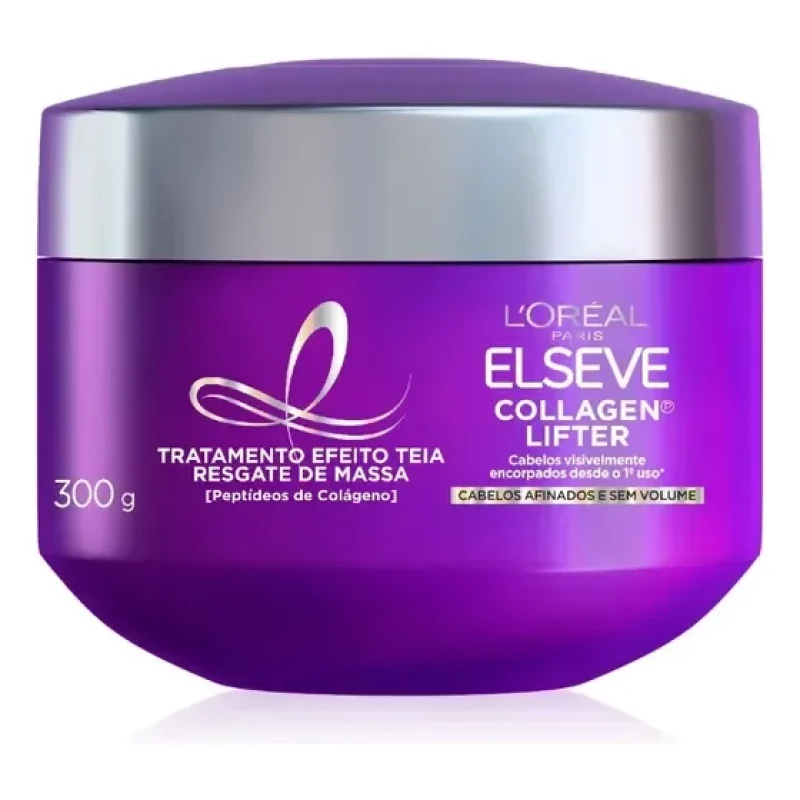 L'Oréal Paris Elseve Collagen Lifter Máscara de Tratamento Condicionante Efeito Teia Para Resgate de Massa com Peptídeos de Colágeno Reconstrói a Fibra e Dá Volume por 72h 300g