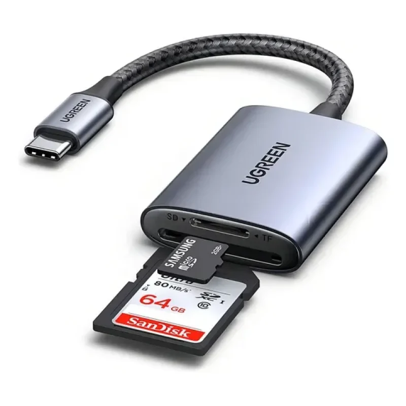 Leitor De Cartão Ugreen Usb-c Para Sd + Tf Preto