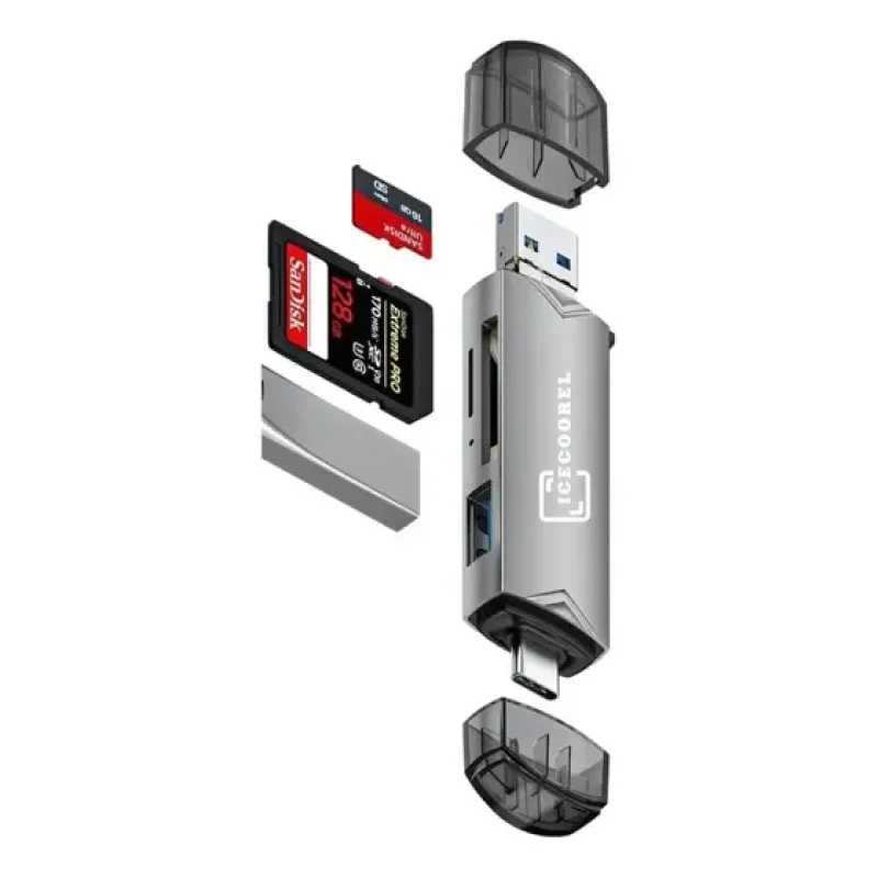 Leitor Para Cartão Memória Sd Tf Usb-c Usb Micro USB Ice Coorel