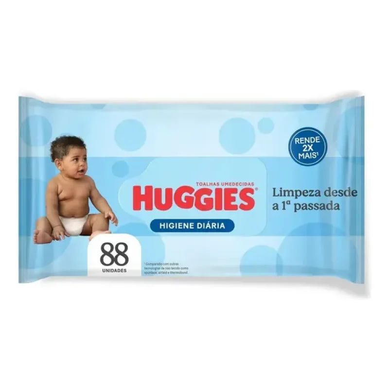 Lenço Umedecido Huggies Higiene Diária Rendem 2x Mais 88 Un