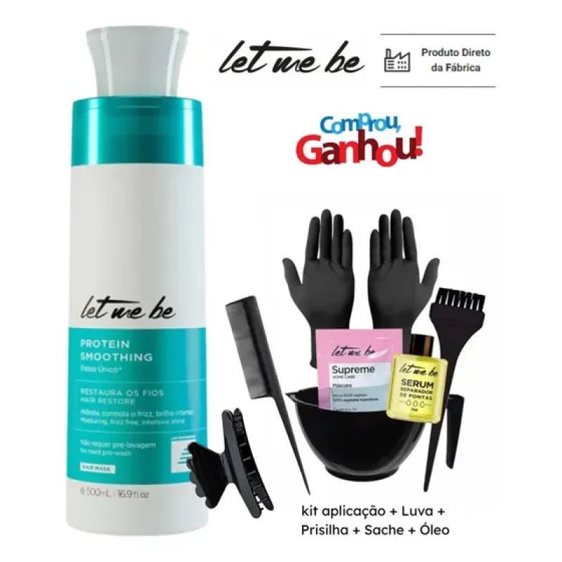 Let Me Be Progressiva 500ml Kit Aplicação Presilha Óleo Luva