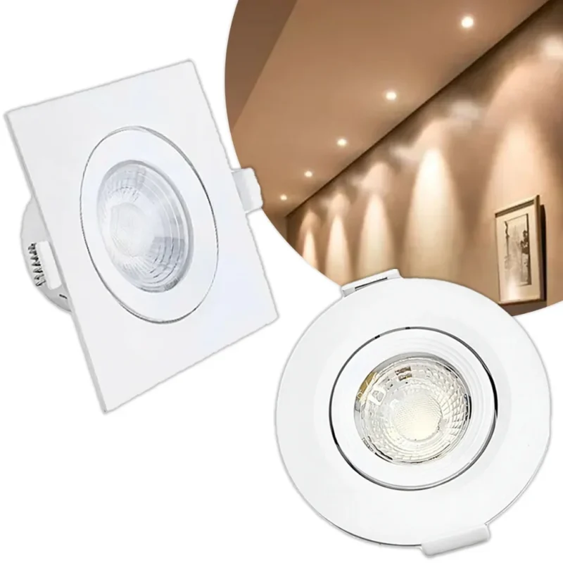 Luminária Led Spot 5W Quadrado Redondo Embutir Branco Frio Branco Quente Bivolt