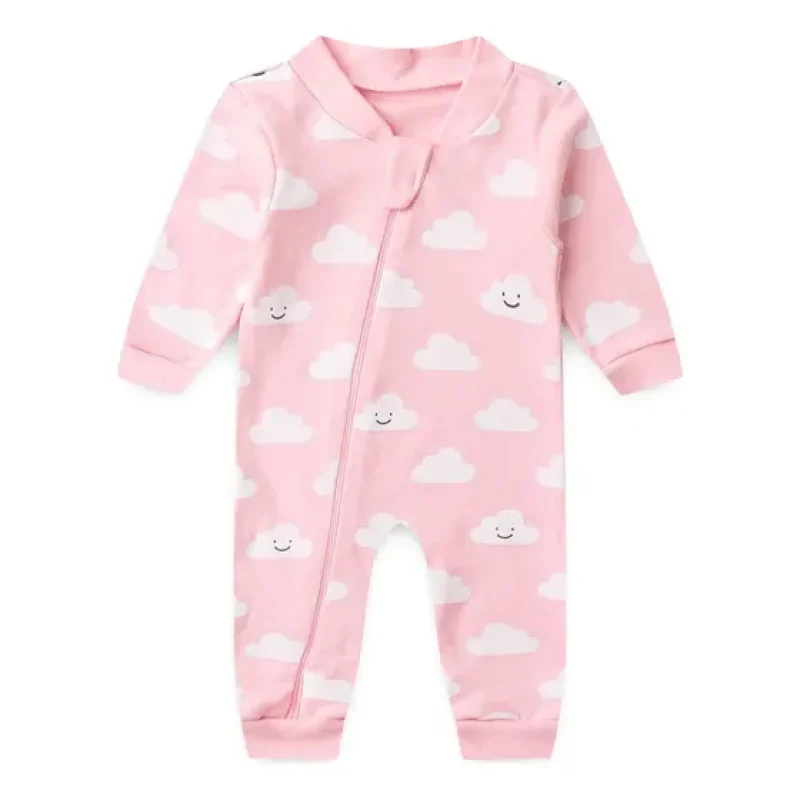 Macacão De Bebê Longo Estampado Com Zíper (rn/p/m/g)