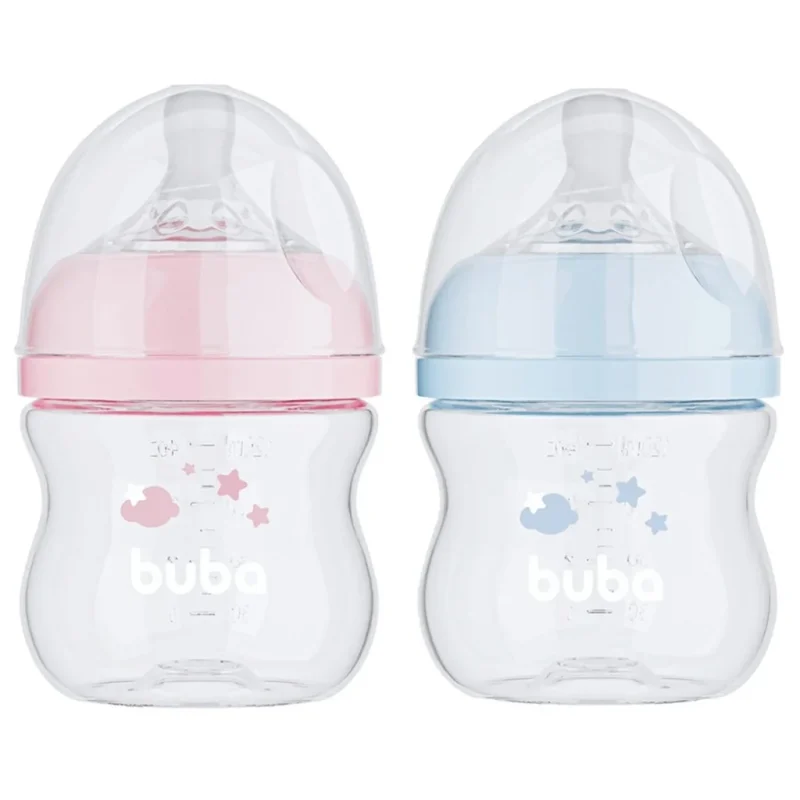 Mamadeira Buba Easy Flow Anticólica 120ml RN Rosa Azul