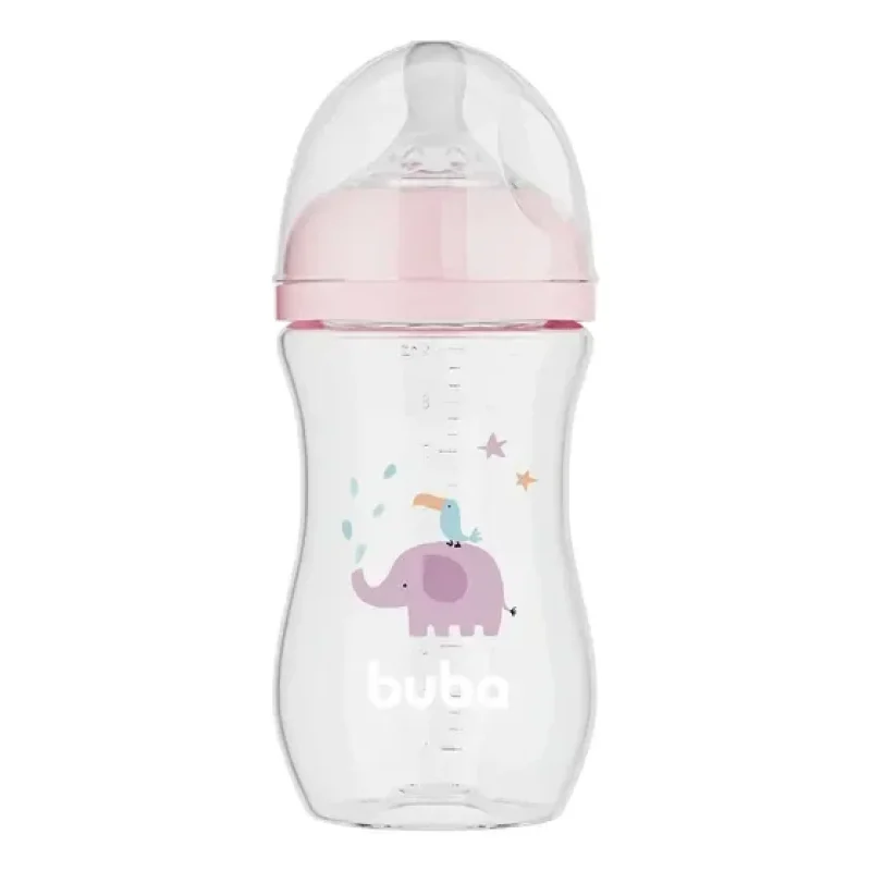 Mamadeira Easy Flow Elefante 270ml Anticólica Buba Cor Rosa