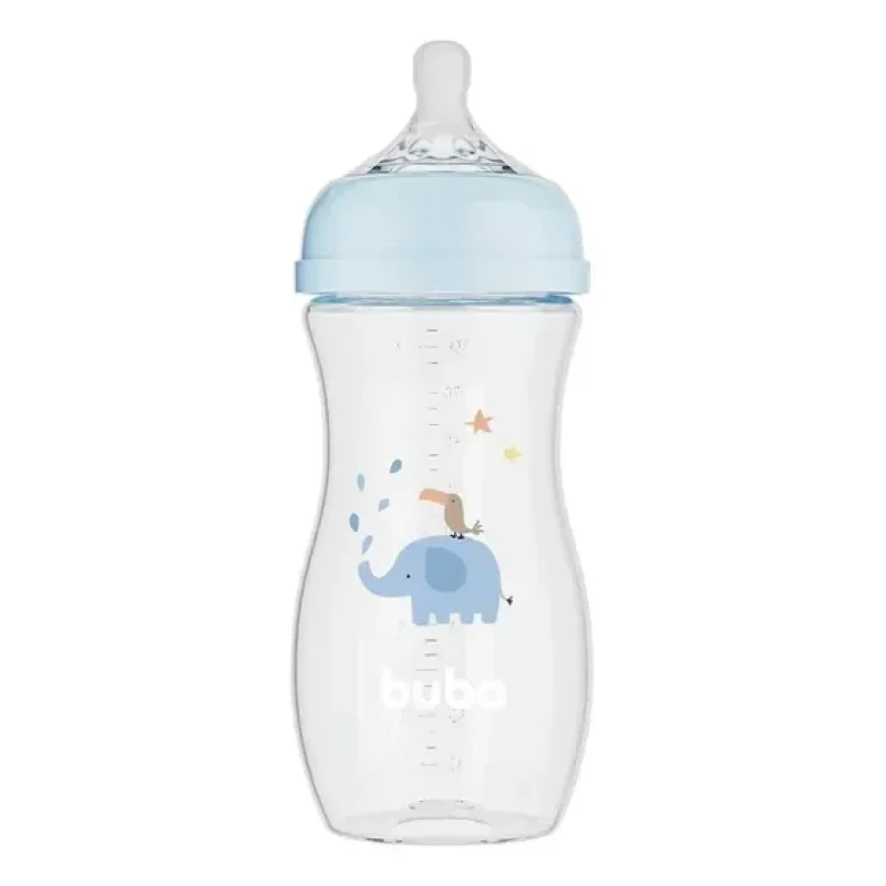 Mamadeira Easy Flow Elefante 330ml Anticólica Buba Cor Azul
