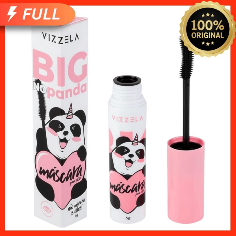 Máscara Rímel Para Cílios Big No Panda Vizzela Vegano 5g Volumão Preta Pincel Curvado Defi...