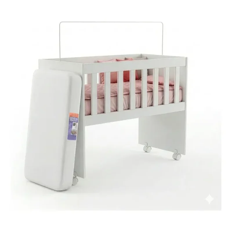 Mini Berço Moisés Multifuncional Mdf Colchão Branco Premium