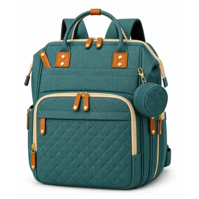 Mochila Maternidade Bagear Verde Com Porta Mamadeira Térmica E Alça Para Carrinho Nuvem