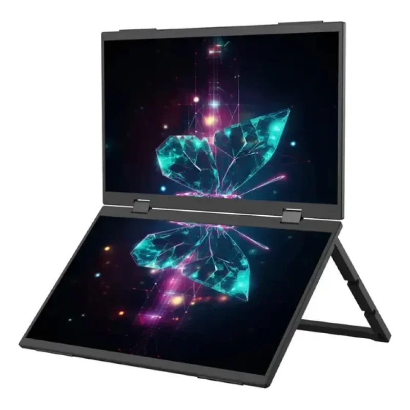 Monitor Portátil Duplo 15.6 Full Hdcom Bolsa Telas Dobráveis Preto