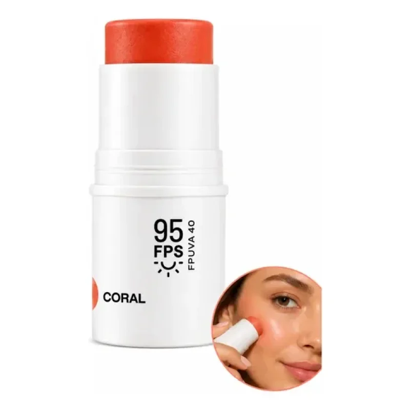 Ollie Coral 3 Em 1 Bastão Blush, Iluminador E Contorno