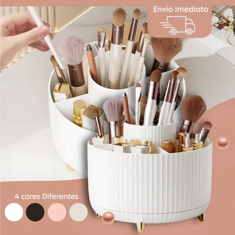 Organizador de Mesa Giratório Para Maquiagem Multiuso para Cosméticos Sala Escritório Cozi...