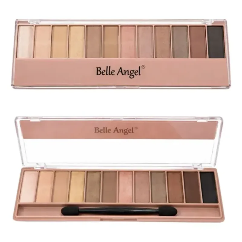 Paleta De Sombras 12 Tons Nudes + Pincel - Belle Angel Cor 01