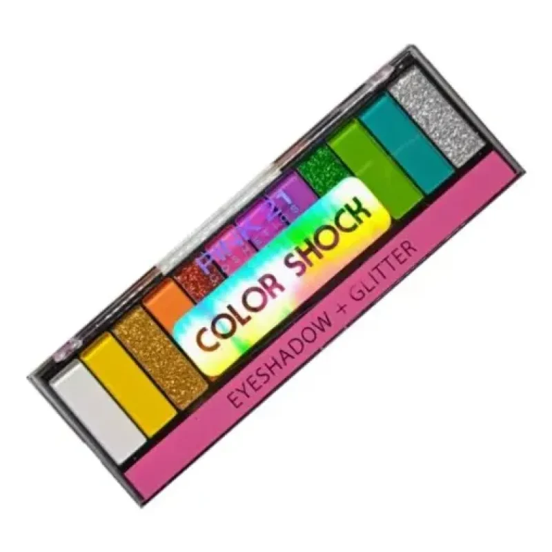 Paleta De Sombras Pink 21 Color Shock Com Glitter 12 Cores