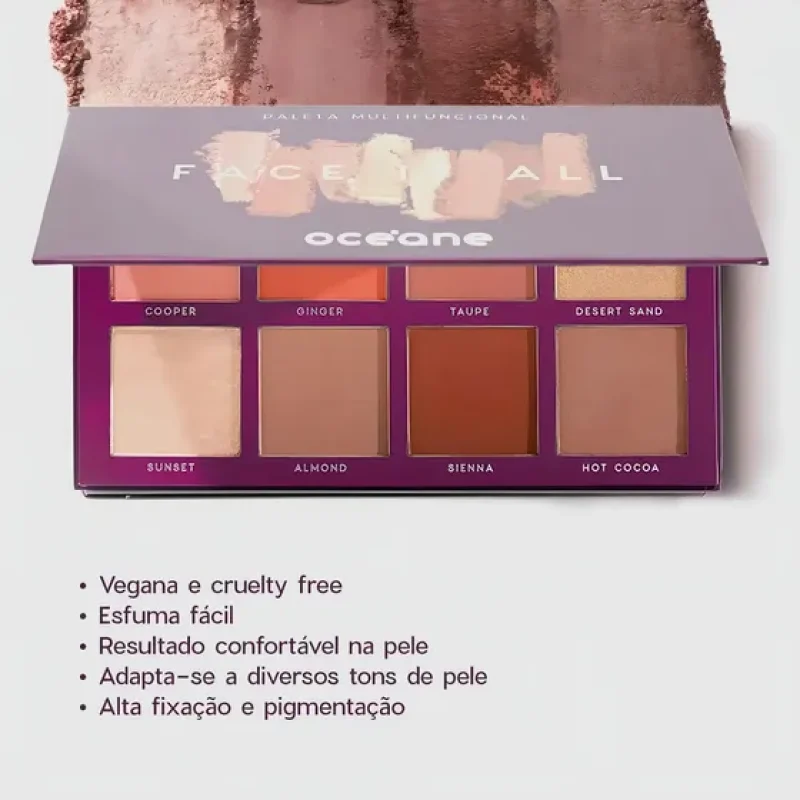 Paleta Multifuncional Face It All Purple 25,6g Océane Tons Variados/8 Cores