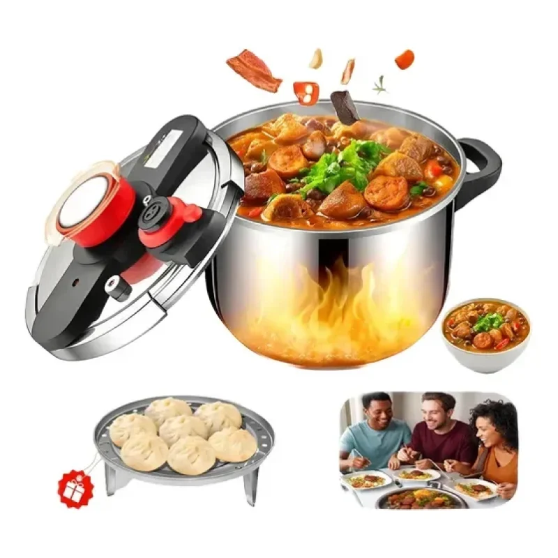 Panela De Pressão Em Aço Inoxidável Com Três Configurações