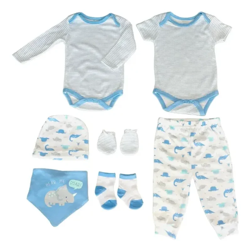 Presente Bebê Recém Nascido Menino Kit 7 Pçs, Maternidade