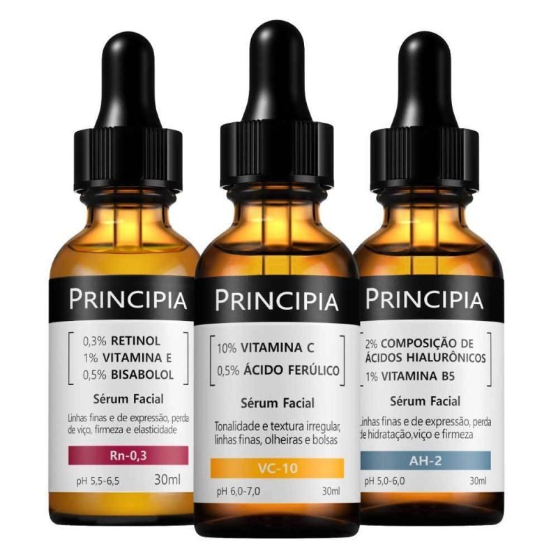 Princpia kit Rejuvenescedor Essencial - Sérum Vitamina C + Retinol + Ácido Hialurônico + n...