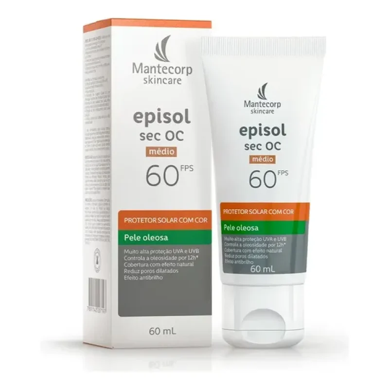 Protetor Solar Facial Sec OC FPS60 Com Cor Médio 60ml Mantecorp Episol