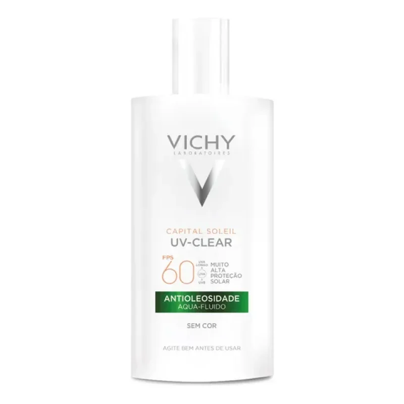 Protetor Solar Facial Sem Cor Antioleosidade Toque Seco FPS 60 Reduz Acne e Poros Acabamento Invisível Com Niacinamida Ácido Salicílico Capital Soleil UV-Clear Vichy 40g