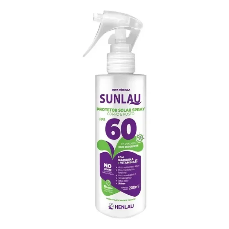 Protetor Solar Spray Repelente Sunlau Fps 60 200ml Icaridina