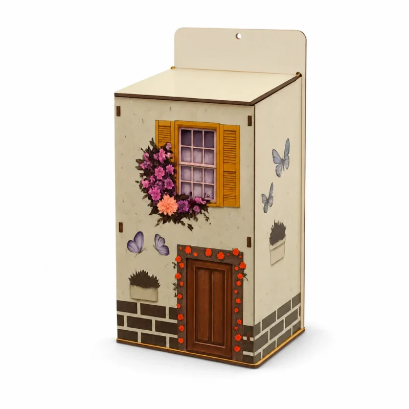 Puxa Saco Parede MDF Casinha Organizador Sacolas Plasticas Cozinha Lavanderia Decorativo A...