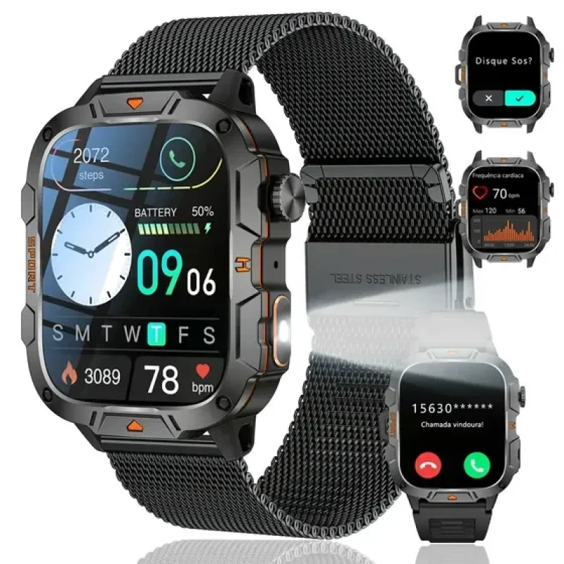 Relógio Inteligente Homem Smartwatch Esportivo Lanterna 1.96