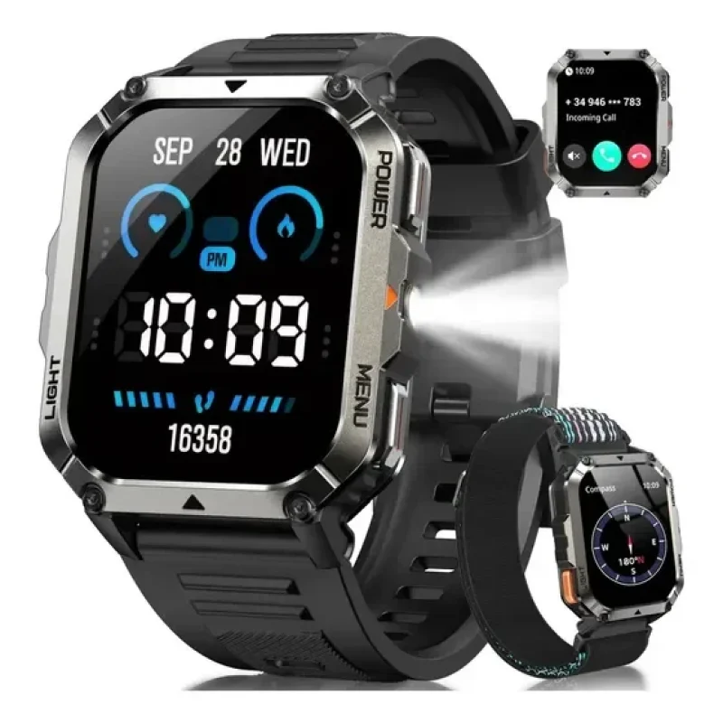 Relógio Inteligente Smartwatch Iowodo W70pro Caqui Caixa Preto