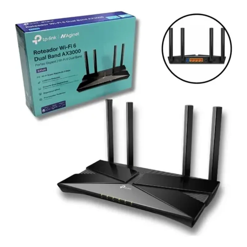 Roteador TP-Link EX520 AX3000 Wi-Fi 6 Mesh Gigabit Banda Dupla