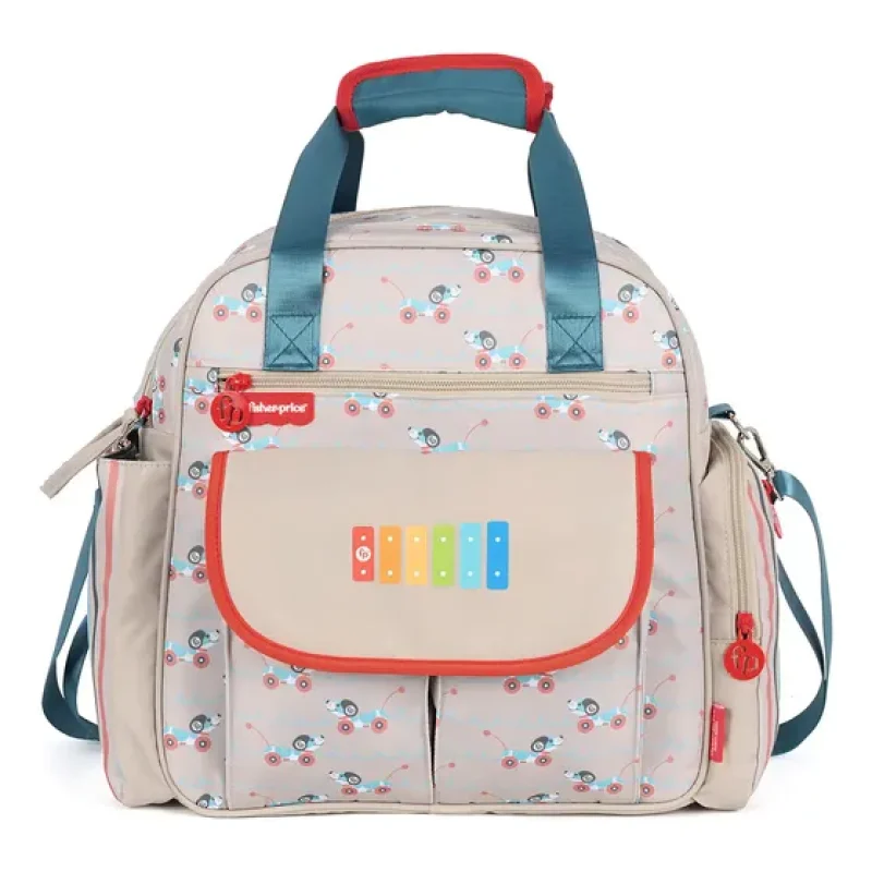 Sacola Maternidade Com Trocador Bebê Fisher Price Cor Bege