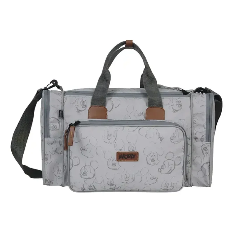 Sacola Maternidade Premium Mickey Cinza Com Trocador Babygo Cinza Mickey