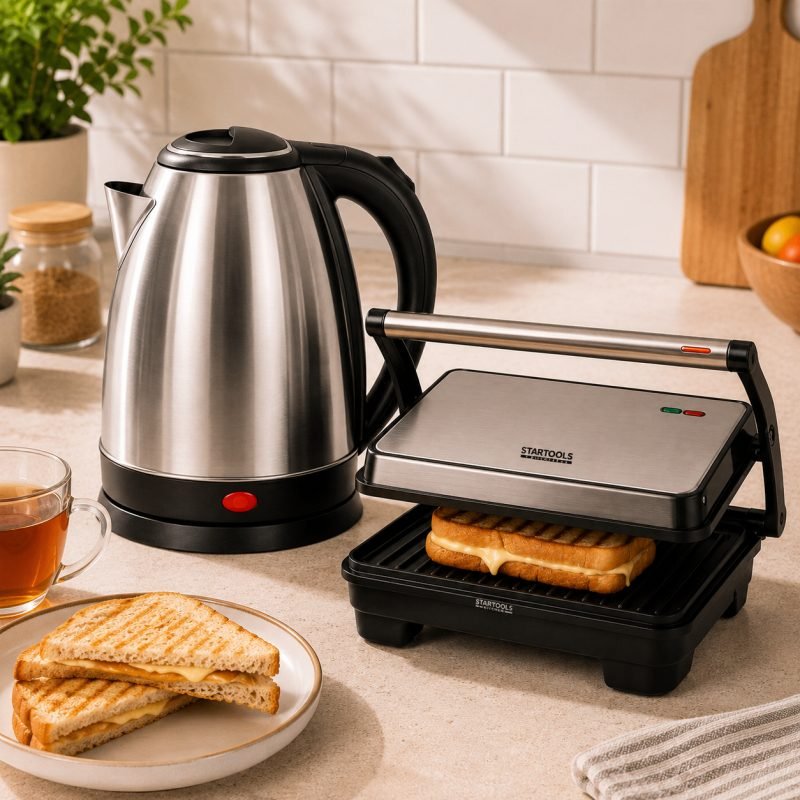 Sanduicheira Elétrica Grill Chaleira 1,8L Desligamento Automático 127V 220V Inox Base Gira...