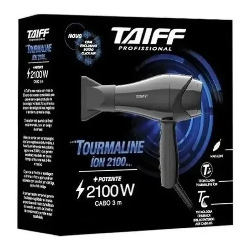 Secador Taiff Tourmaline Íon 2100W – Alta Performance Preto