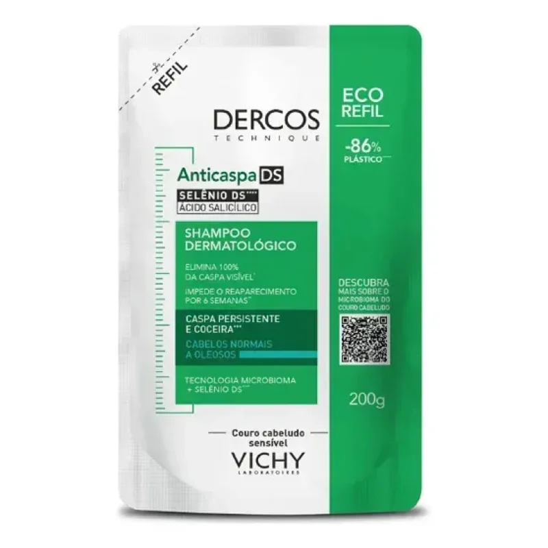 Shampoo Anticaspa Refil Normais a Oleosos com Selênio DS, DS Dercos Vichy, 200ml
