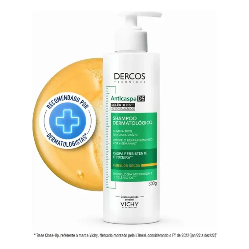 Shampoo Anticaspa Tratamento para Cabelos Secos, Dercos DS Vichy, 300g