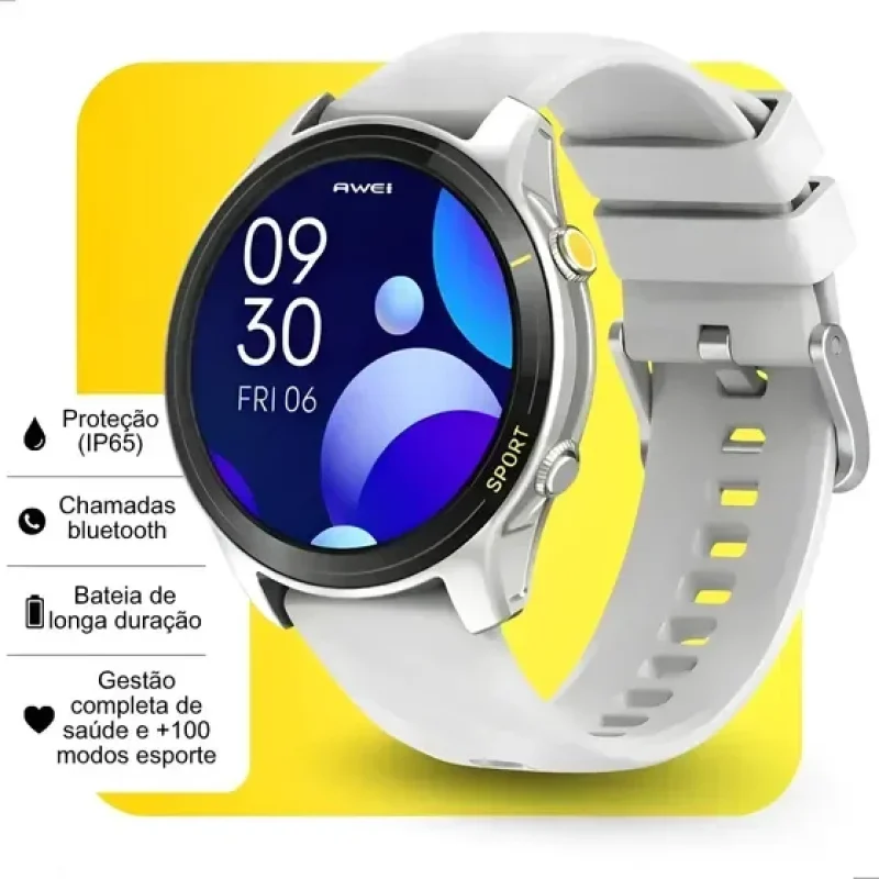 Smartwatch Awei H36 Com Pulseira Cinza, Para Saúde Completa e Resistente à Água