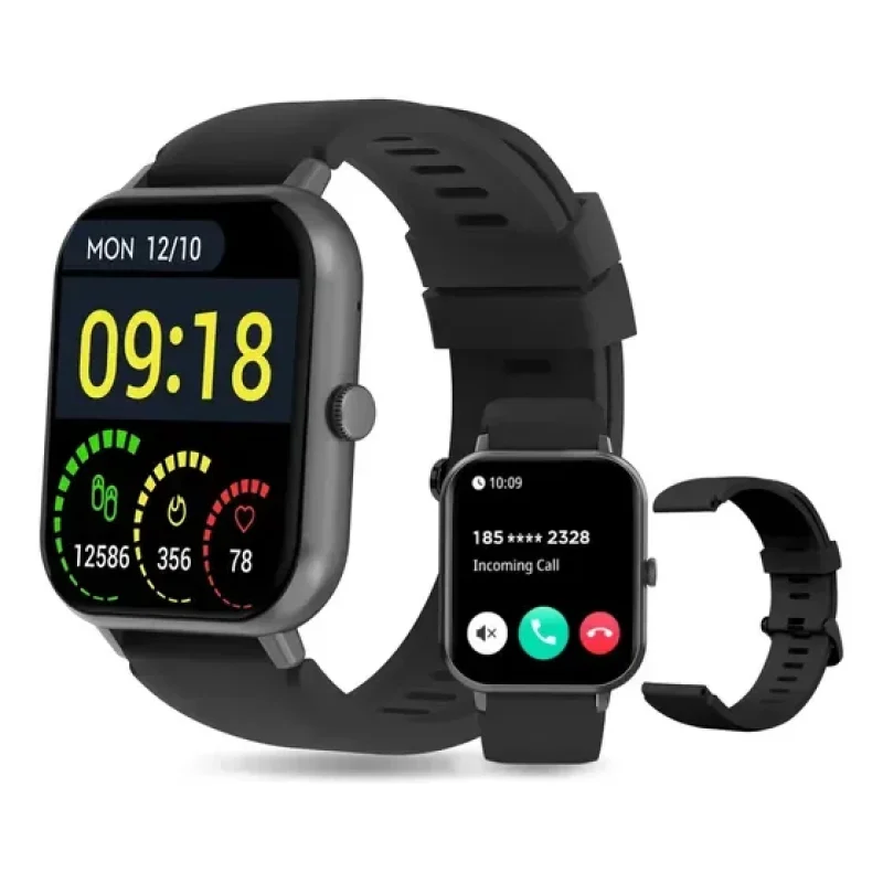 Smartwatch Peje Zw01 Tela 1.83 Tft Ip68 À Prova D'água 2 Pulseiras Bluetooth Chamadas 120+ Modos Esportivos Masculino E Feminino Para Android Ios Preto Silicone