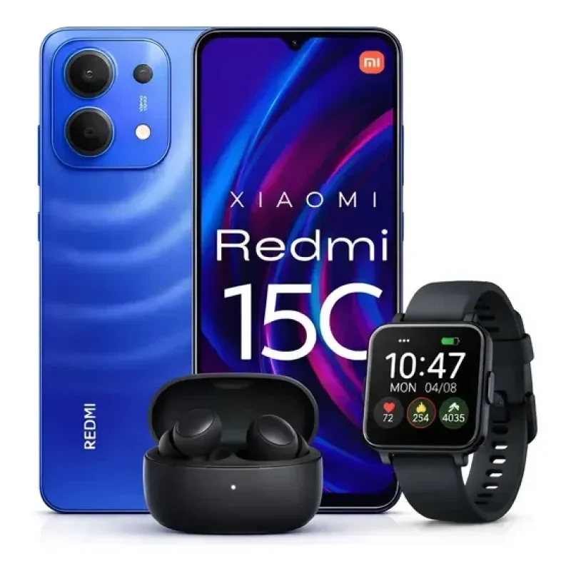 Smartwatch + Redmi 15c 256 Gb Com 16 De Ram E +fone