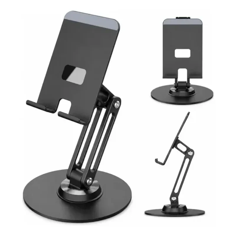 Suporte De Mesa Giratório 360o Celular Alumínio Preto