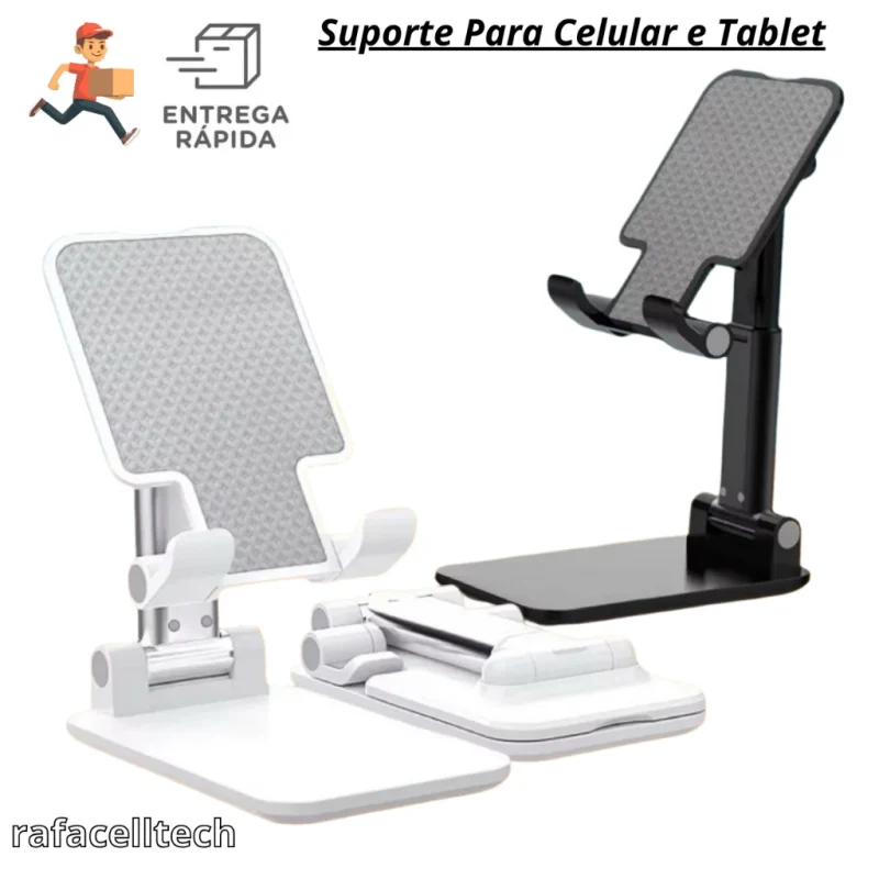 Suporte Para Celular e Tablet Dobrável Portátil Ajustável Apoio De Mesa Multifuncional