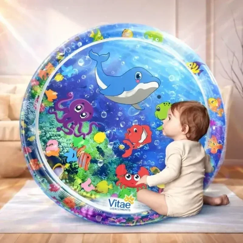 Tapete Atividades Bebê Interativo Aquático Inflável Grande Boia Bebê Vitae S