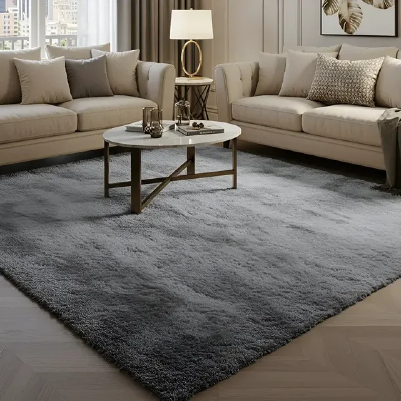 Tapete Felpudo Para Sala de 2,00 x 1,50 m Antiderrapante Cinza-Escuro