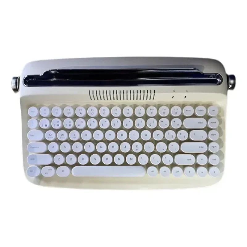 Teclado Bluetooth Retro Cor Marfim Amarelo Manteiga