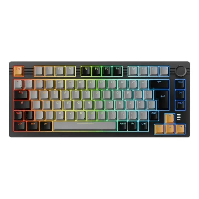 Teclado Gamer Basike Mecânico 75% 82 Teclas Abnt2- Tri-mode Bluetooth/wireless/usb, Rgb Anti-ghosting Teclado Para Notebook E Pc Preto Português Brasil